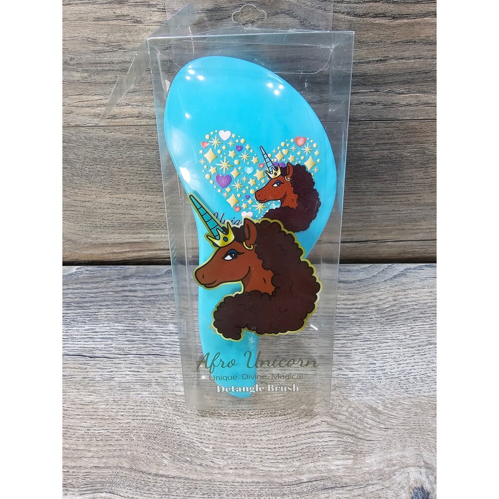 Afro Unicorn Printed Paddle Detangle Hair brush Green